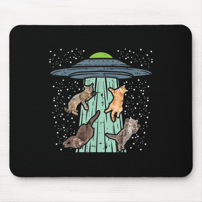 Tapis De Souris Chats Enlevés Par Ufo Amusant Alien Space Lover Ho (Devant)