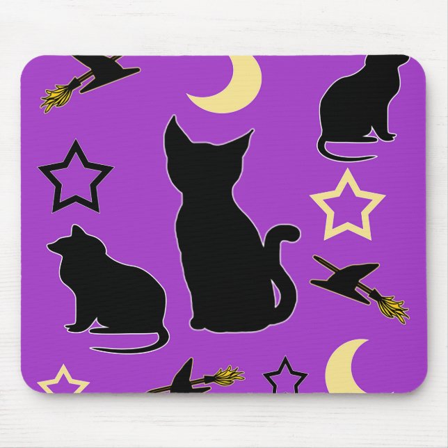 Tapis de souris Chats et Chapeaux de Sorcière (Devant)