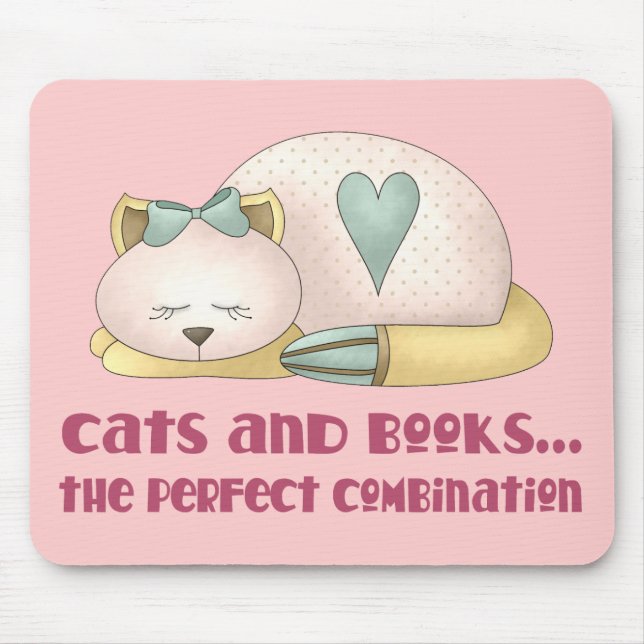Tapis De Souris Chats et T-shirt mignons de livres (Devant)