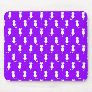 Tapis De Souris Chats Fantaisistes Blancs sur Fond Violet pour Tou