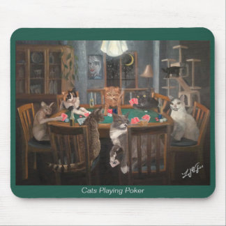 Tapis De Souris Chats Jouer Poker - Pad Souris