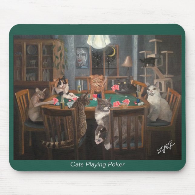 Tapis De Souris Chats Jouer Poker - Pad Souris (Devant)