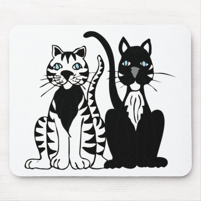 Tapis De Souris Chats jumeaux de dessin animé (Devant)