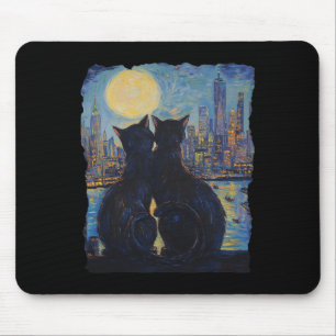 Tapis De Souris Chats La Nuit À New York Van Gogh Chat Pour Chat L