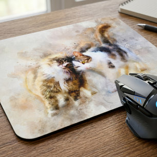 Tapis De Souris Chats Meilleurs amis pour l'aquarelle