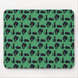 Tapis De Souris Chats Noirs Blocs Halloween Pixel Art Motif