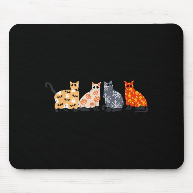 Tapis De Souris Chats noirs Chatons Kitty Citrouille Effrayant Épo (Devant)