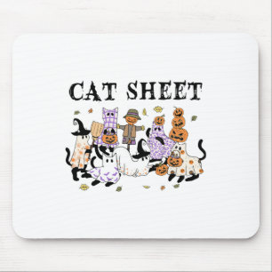 Tapis De Souris Chats noirs en costume fantôme Drôle feuille de ch