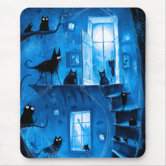 Tapis De Souris Chats noirs gothiques fantaisistes d'Halloween eff