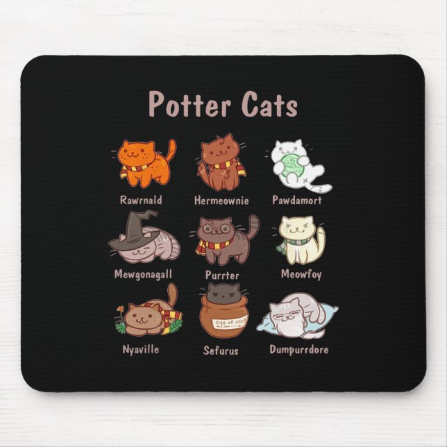 Tapis De Souris Chats Potter Pour Amoureux de les chats (Devant)