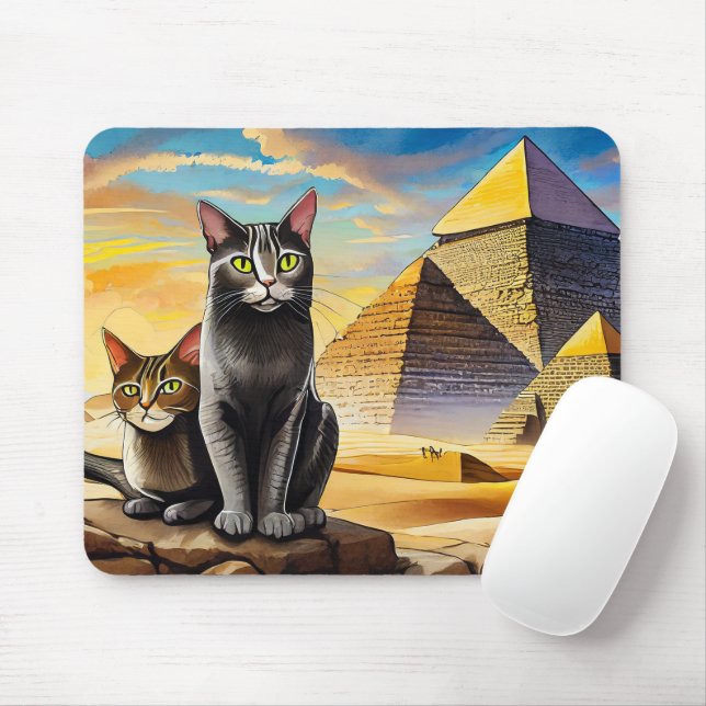 Tapis de souris Chats près des Pyramides ! (Avec souris)