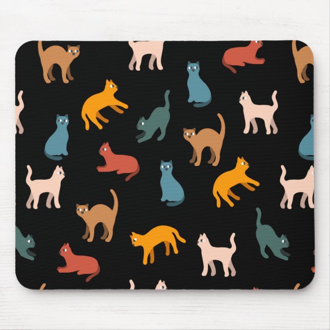 Tapis De Souris Chats sur le noir (Devant)