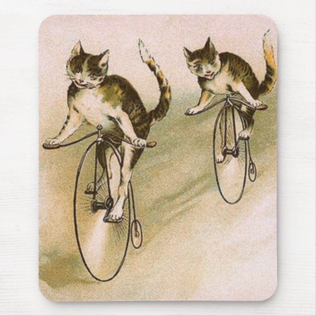 Tapis De Souris Chats Vintage sur Vélos (Devant)