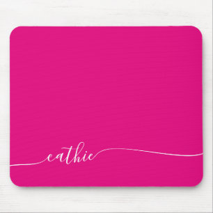 Tapis De Souris Chaud Rose Blanc Élégant Glam Signature Style Nom