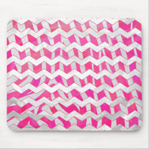 Tapis De Souris Chaud rose et blanc Chevron Zebra