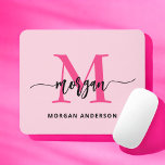 Tapis De Souris Chaud rose moderne Script Girl Monogramme Nom<br><div class="desc">Ajoutez une pop de couleur à votre espace de travail avec notre Hot Pink Modern Script Girly Monogramme Nom de souris Pad! Doté d'un design rose vif et personnalisé avec votre nom dans un script moderne chic, ce pavé de souris mélange style et fonctionnalité. La surface lisse assure des mouvements...</div>
