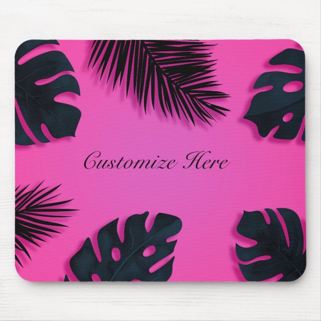 Tapis De Souris Chaud rose Tropical Palm Feuille île personnalisée (Devant)