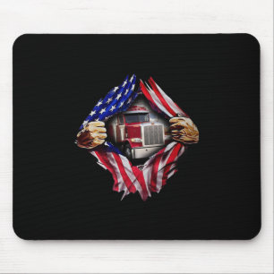 Tapis De Souris Chauffeur de camion américain Drapeau Camion