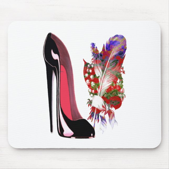 Tapis De Souris Chaussure et bouquet stylets noirs (Devant)