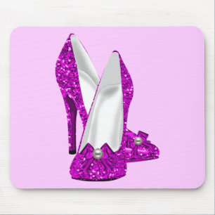 Tapis De Souris Chaussures à talons hauts Stiletto Paillettes Rose