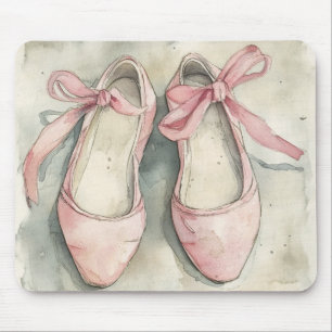 Tapis De Souris Chaussures plates de ballet à ruban rose pastel vi