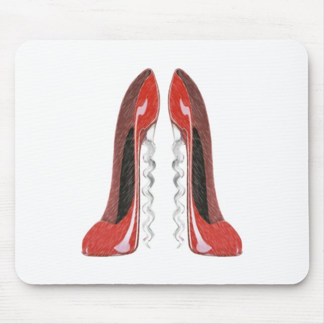 Tapis De Souris Chaussures stylets rouges de tire-bouchon (Devant)