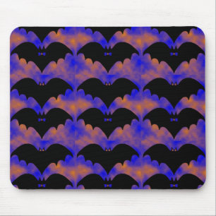 Tapis De Souris Chauves-souris et arcs bleu orange