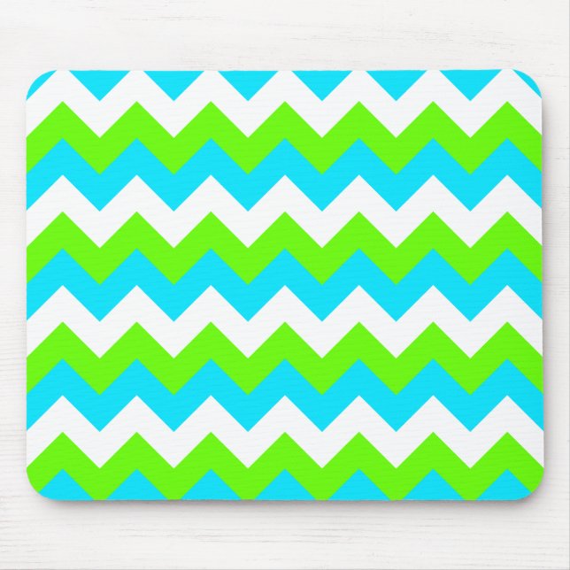 Tapis De Souris Chaux blanches et Aqua trois couleurs Chevron (Devant)