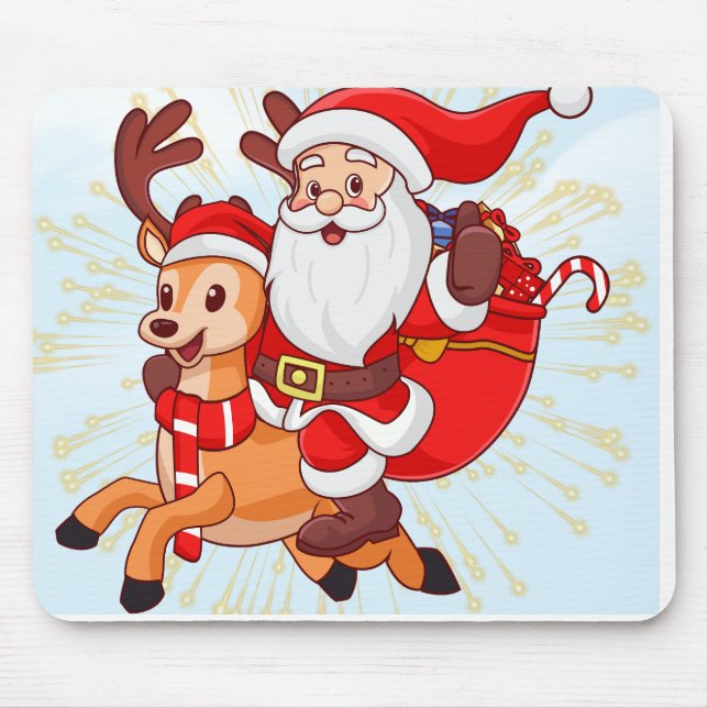 Tapis De Souris Cheerful Santa Claus T-Shirt – Perfect Christmas G (Devant)