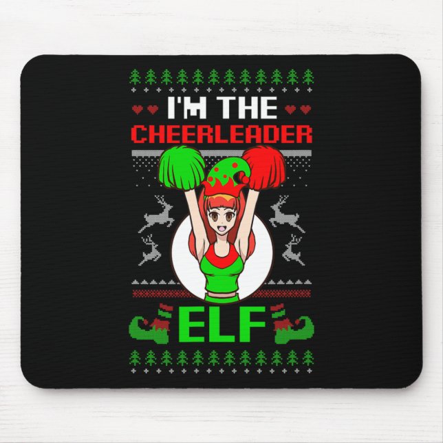 Tapis De Souris Cheerleader Elf Design Christmas Cheerleading  (Devant)