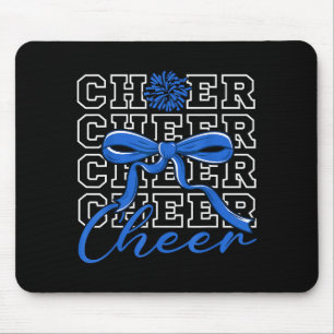 Tapis De Souris Cheerleading Acclamation Bleu Coquette Nœud Cheerl