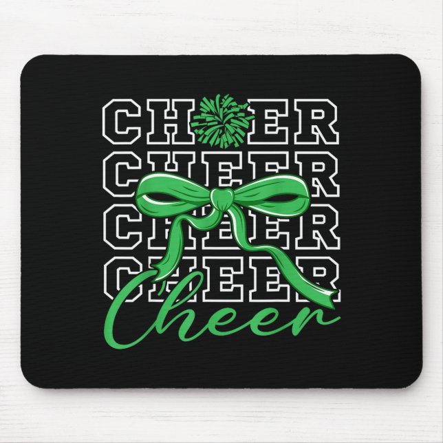 Tapis De Souris Cheerleading Acclamation Ruban Vert Coquette Cheer (Devant)