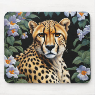 Tapis De Souris Cheetah et fleurs