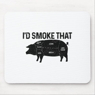 Tapis De Souris Chef Butcher Bbq Je fumerais ce porc porc drôle gr