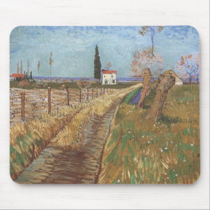 Tapis De Souris Chemin à travers un champ avec des saules 1888