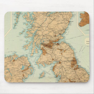 Tapis De Souris Chemin de fer des îles britanniques et carte indu