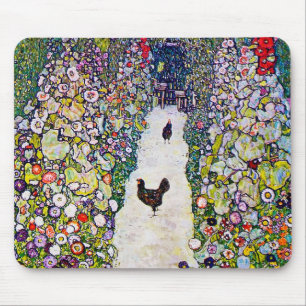 Tapis De Souris Chemin de jardin avec poulets, Gustav Klimt