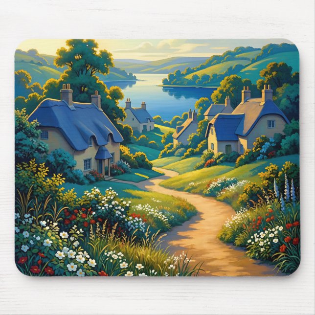 Tapis De Souris Chemin Doré vers l'Eau Bleue (Devant)