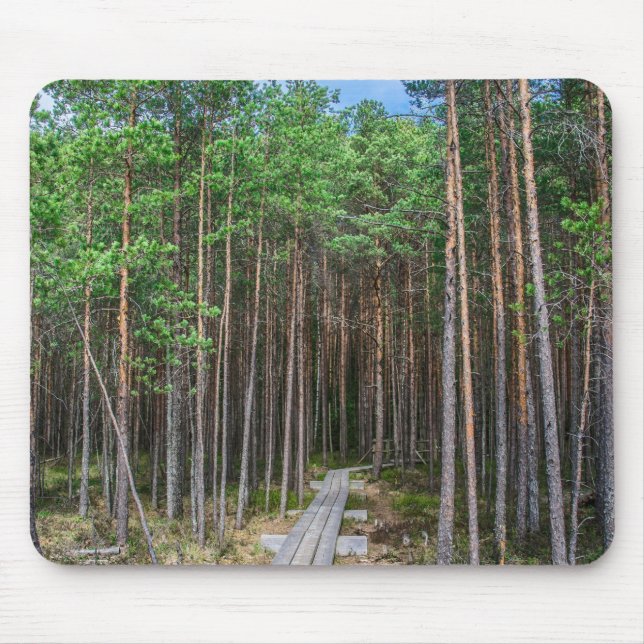 Tapis De Souris Chemin en bois dans la pinède (Devant)