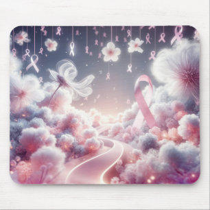 Tapis De Souris Chemin rose Ruban Cancer du Sein