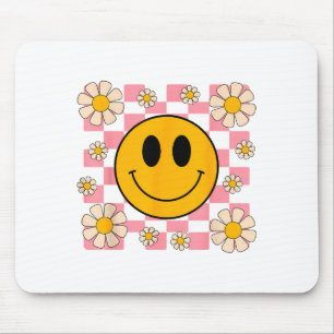 Tapis De Souris Chemise à motif à carreaux visage heureux rétro so
