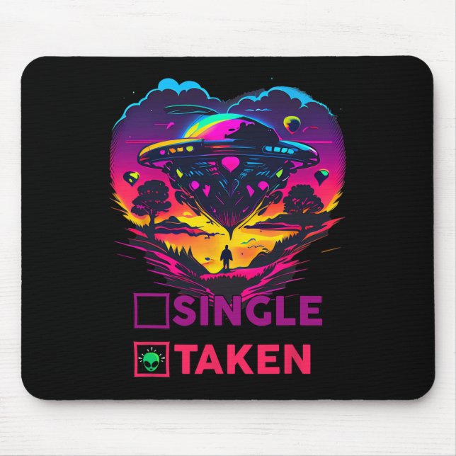Tapis De Souris Chemise Alien Saint-Valentin Célibataire ou Pris C (Devant)