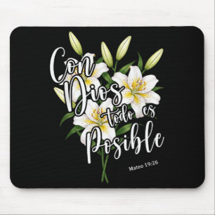 Tapis De Souris Chemise chrétienne espagnole F Con Dios Todo Es Po
