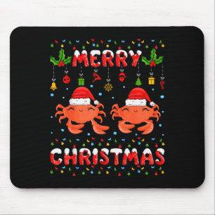 Tapis De Souris Chemise Crabe de Noël Chapeau de Père Noël Lumière