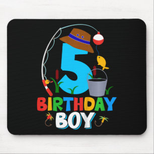 Tapis De Souris Chemise d'anniversaire pour garçons de 5 ans pêche