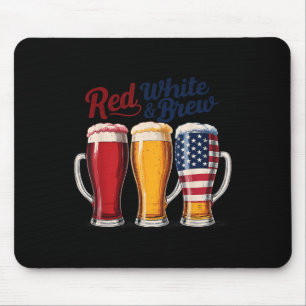 Tapis De Souris Chemise de bière rouge, blanche et brasserie amusa