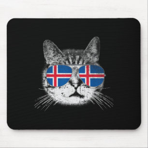 Tapis De Souris Chemise de chat islandaise drapeau d'Islande homme