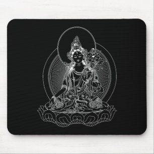 Tapis De Souris Chemise de méditation Bodhisattva Tara Blanche