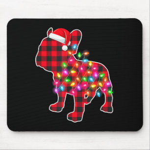 Tapis De Souris Chemise de Noël à carreaux rouges pour bouledogue