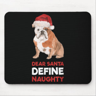 Tapis De Souris Chemise de Noël Bulldog Anglais Cher Père Noël Déf